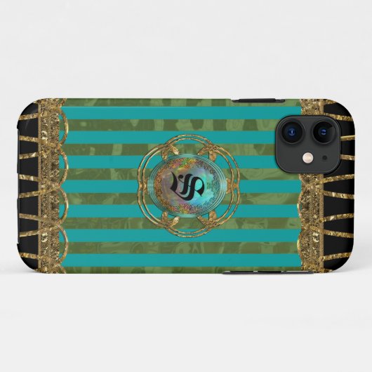 Adelaide Baroque Girly Stripe eLEGANCE Monogram Case-Mate iPhone Case (Achterkant (horizontaal))