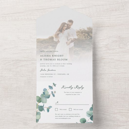 Adelaide bruiloft uitnodiging met Briefkaart RSVP (Binnen)