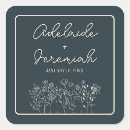 Adelaide | Gecurreerde kleuren | Bruiloft Vierkante Sticker