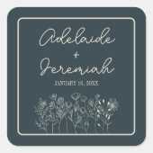 Adelaide | Gecurreerde kleuren | Bruiloft Vierkante Sticker (Voorkant)