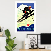 Adelboden, Schweiz, Ski Travel Poster (Bureau à domicile)