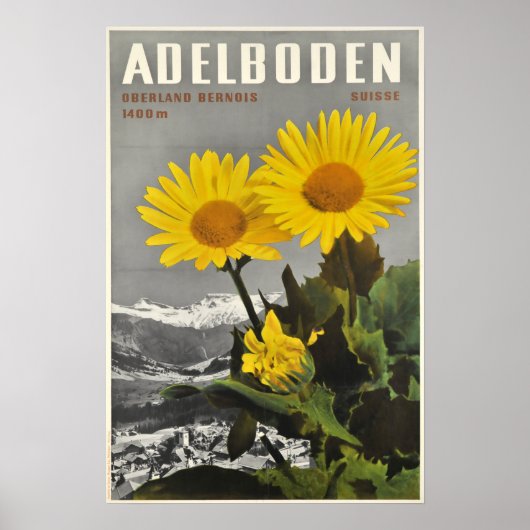 Adelboden, Suisse, Affiche de voyage de ski (Devant)
