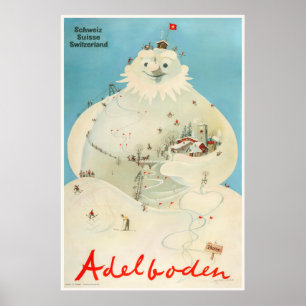 Adelboden, Switzerland, Ski travel Poster