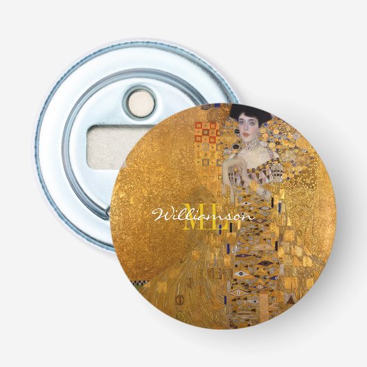 Adele, Lady in Gold van Gustav Klimt, Monogrammed Button Flesopener (Voorkant)
