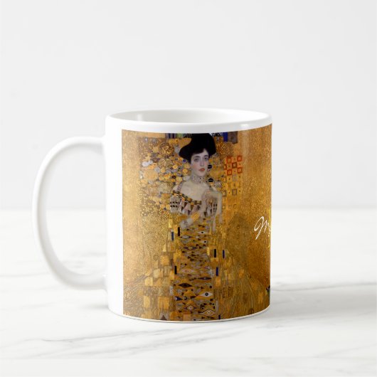 Adele, Lady in Gold van Gustav Klimt, Monogrammed Koffiemok (Links)