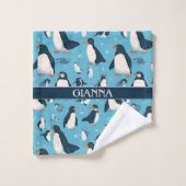 Adelie Penguin Pastel Motif coloré (Gant de toilette)