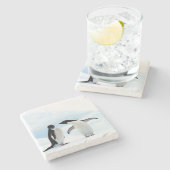 Adelie Penguins Stenen Onderzetter (Zijkant)