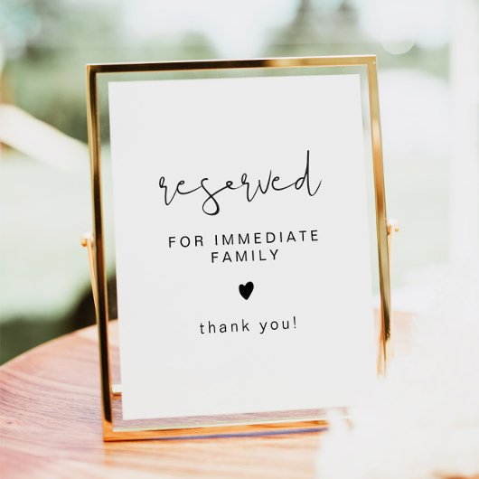 ADELLA Edgy Minimal Wedding Reserved Seating Sign Poster