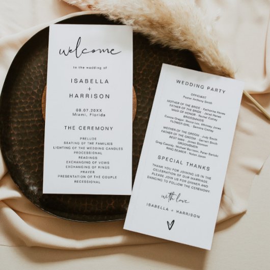 ADELLA Edgy Modern Minimalist Wedding Programme Menu
