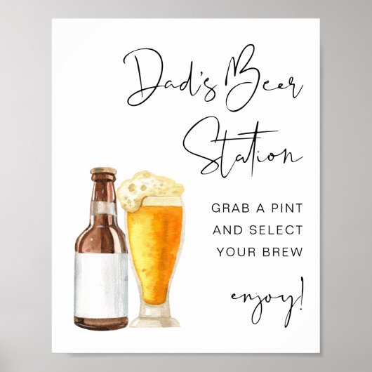 ADELLA Minimal Baby shower Pap's Beer Station Sign Poster (Voorkant)