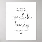ADELLA Minimal Cornhole Guestbook Wedding Sign Poster (Voorkant)