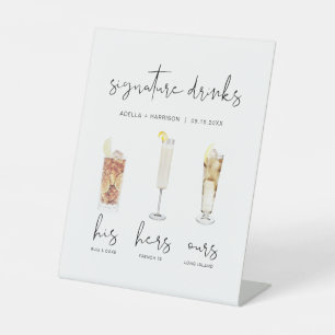 ADELLA Minimale Waterverf Cocktail Signature Drink Reclamebord Met Voetstuk