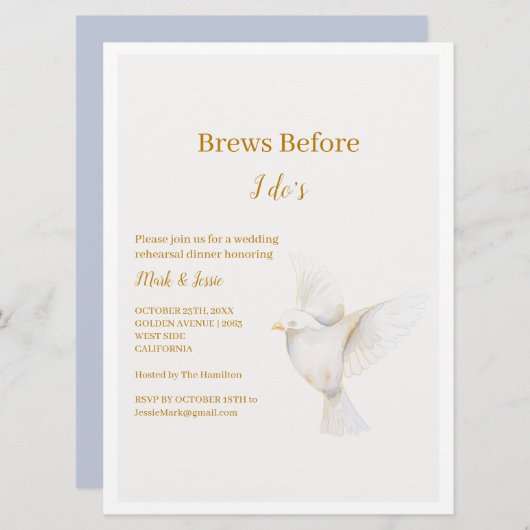 ADELLE Eenvoudige Dusk Blauw Paar Bruiloft Kaart (Voorkant / Achterkant)