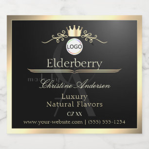 Adellijk Zwart Productlabel Gouden Frame Logo Mono Likeurfles Etiket