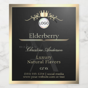 Adellijk Zwart Productlabel Gouden Frame Logo Mono Wijn Etiket