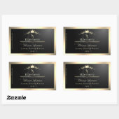 Adellijk zwart productlabel met gouden frame monog rechthoekige sticker (Vel)