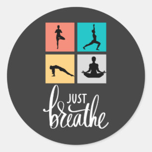 adem alleen maar yoga meditatie zwart ronde sticker