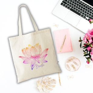 Adem de kleurrijke Lotus-ventilator Tote Bag