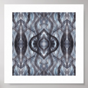 Adem donkerblauwe abstracte aquarel kunst poster