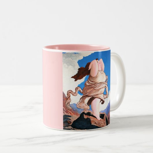 "Adem...en ontgrendel de godin binnen..." Twee-T Tweekleurige Koffiemok (Voorkant rechts)