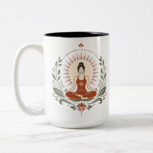 Adem Evenwicht Wees Mindfulness Poster Tweekleurige Koffiemok