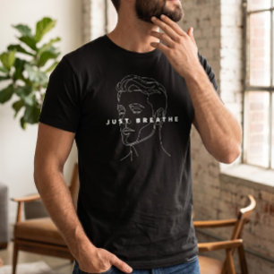 Adem In Minimalistische T-Shirt   Lijnkunst Gezich