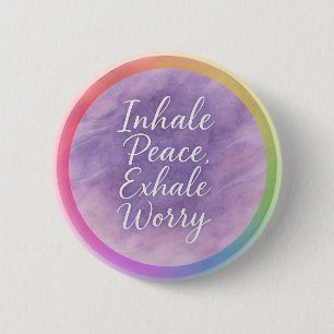 Adem in Vrede, Adem uit Zorgen Lavendel Waterverf Ronde Button 5,7 Cm