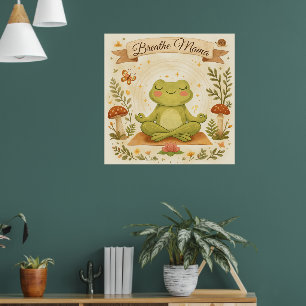 Adem Mama Schattige Kikker Mindfulness Kunst Poster