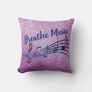 Adem Muziek Paarse Faux Glitter Kussen