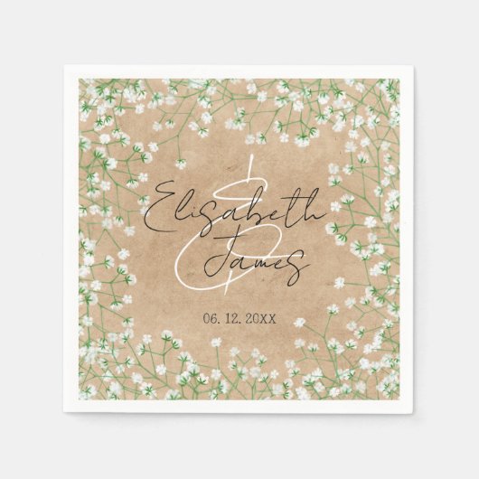Adem Van Baby Waterverf Rustieke Boho Chic Bruilof Servet (Voorkant)