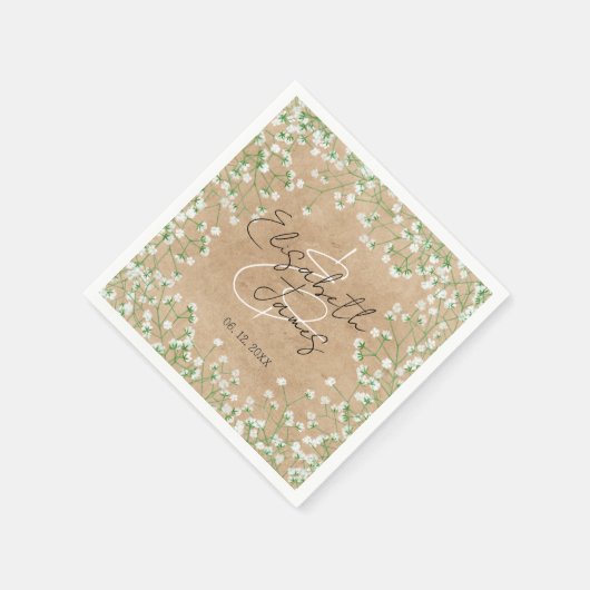 Adem Van Baby Waterverf Rustieke Boho Chic Bruilof Servet (Hoek)