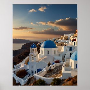 Adembenemend uitzicht op Santorini Poster