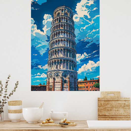 Adembenemend Uitzicht van de scheve toren van Pisa Poster (Keuken)