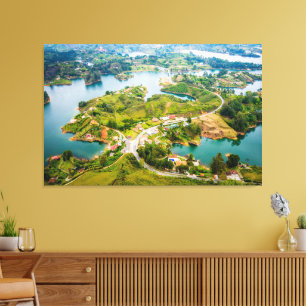 Adembenemend Uitzicht van Guatape Antioquia Sunny  Canvas Afdruk