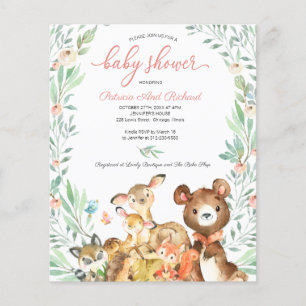 Adembenemende bos-babyshower budget uitnodiging