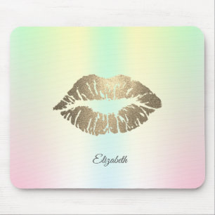 Adembenemende Gouden Glitter Lippen Iridescent Muismat