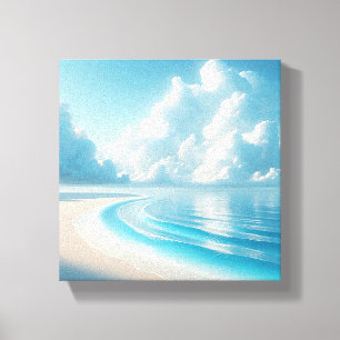 Adembenemende kustscène met torenhoge witte canvas afdruk