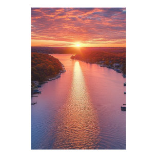 Adembenemende Lake of the Ozarks Zonsondergang Fot Foto Afdruk