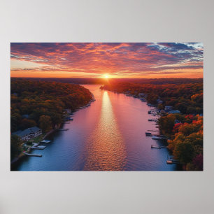 Adembenemende Lake of the Ozarks Zonsondergang Fot Poster