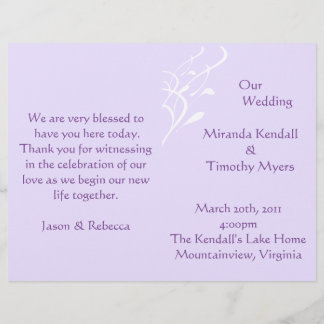 Adembenemende, lichtelijk Lavendar Wedding Program