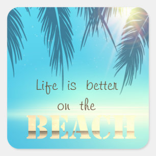Adembenemende palmbladeren aan het strand vierkante sticker
