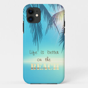 Adembenemende palmenbladeren aan het strand iPhone 11 hoesje