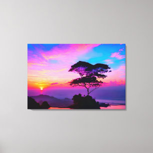 Adembenemende zonsondergang Landschap Verpakt Canv Canvas Afdruk