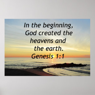 ADEMBENEMENDE ZONSOPGANG OP DE OCEAAN GENESIS 1:1 POSTER