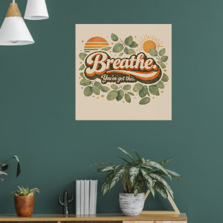 Ademhalen Je Krijgt Dit Retro Natuur Design Poster