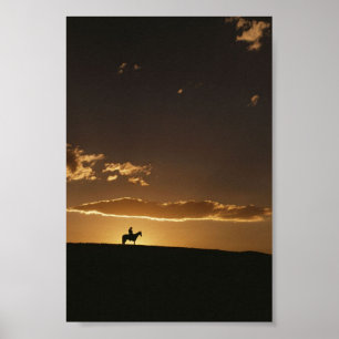 Ademhalend Cowboy Sunset Poster