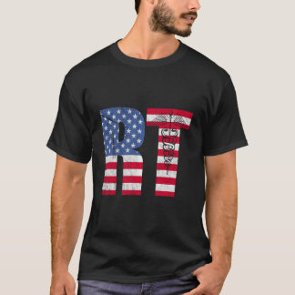 Ademhalingstherapie Amerikaanse vlag RT Respirator T-shirt