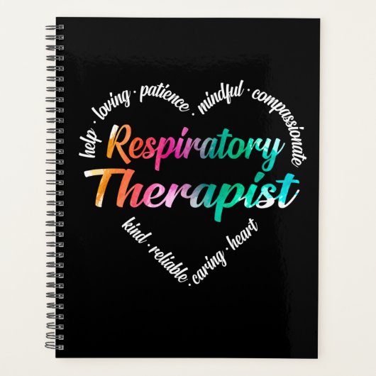 Ademhalingstherapie Hart Word Cloud Waterverf Planner (Voorkant)