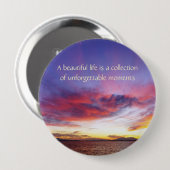 Ademhalingszonsondergang over het zee ronde button 4,0 cm (Voorkant /achterkant)