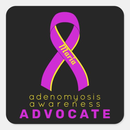 Adenomyosis Advocate Black Square Sticker (Voorkant)